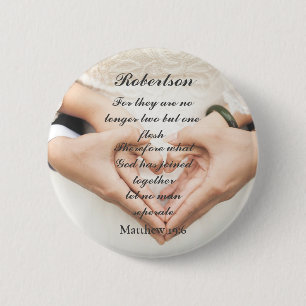 Badge Rond 5 Cm Photo de mariage avec Écriture chrétienne