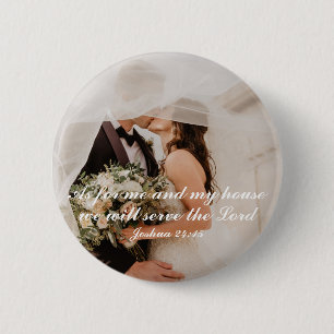 Badge Rond 5 Cm Photo de mariage avec Écriture chrétienne