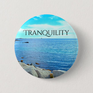 Badge Rond 5 Cm Photo de mer bleue tranquille avec ciel azur