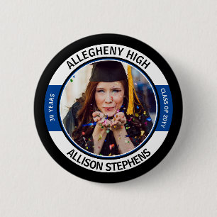 Badge Rond 5 Cm Photo de réunion minimaliste de classe - Bleu noir