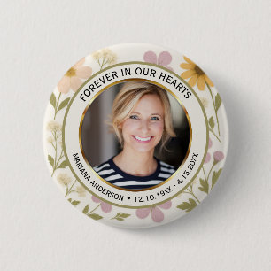 Badge Rond 5 Cm Photo de souvenir de fleurs pressées modernes