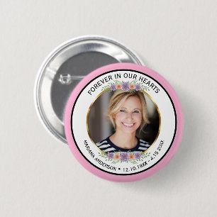 Badge Rond 5 Cm Photo de souvenir floral rose moderne