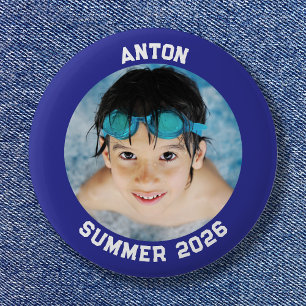 Badge Rond 5 Cm Photo de sport Bordure bleu profond