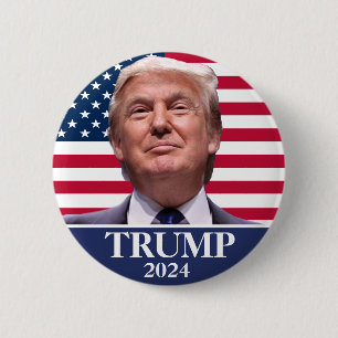 Badge Rond 5 Cm Photo Donald Trump - Président 2024 Pinback