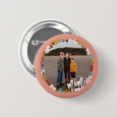 Badge Rond 5 Cm Photo du cadre de la mère Floral (Devant & derrière)