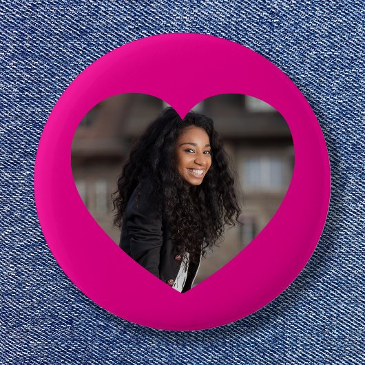 Badge Rond 5 Cm Photo du coeur rose chaud