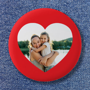 Badge Rond 5 Cm Photo du coeur rouge