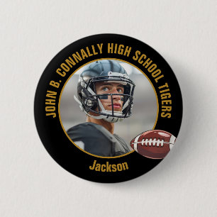 Badge Rond 5 Cm Photo d'un joueur de football du lycée Black Gold