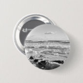 Badge Rond 5 Cm Photo en noir et blanc des vagues de l'océan Atlan (Devant & derrière)