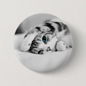 Badge Rond 5 Cm Photo en noir et blanc d'un chat (Devant)