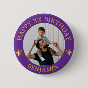 Badge Rond 5 Cm Photo et âge d'anniversaire de l'or personnalisé