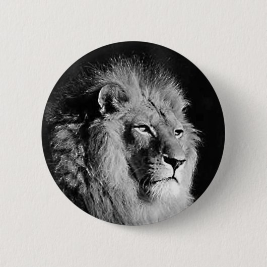 Badge Rond 5 Cm Photo Lion noir et blanc (Devant)