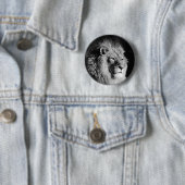 Badge Rond 5 Cm Photo Lion noir et blanc (En situation)