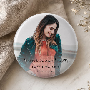 Badge Rond 5 Cm Photo Mémorial Modern stylish Funeral Favoriser