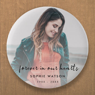 Badge Rond 5 Cm Photo Mémorial Modern stylish Funeral Favoriser