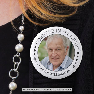 Badge Rond 5 Cm Photo Mémorial Pour Toujours Dans Mon Coeur