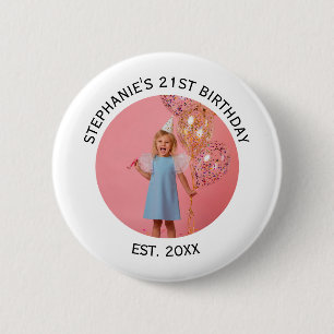 Badge Rond 5 Cm Photo personnalisé 21e 2Oe 30e 40e Anniversaire Fê