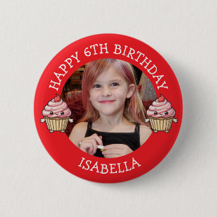 Badge Rond 5 Cm Photo personnalisé, âge et nom d'anniversaire