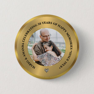 Badge Rond 5 Cm Photo personnalisé célébrant les 50 ans de mariage