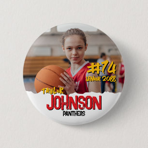 Badge Rond 5 Cm Photo personnalisé de nuit senior d'équipe sportiv