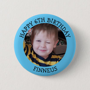 Badge Rond 5 Cm Photo personnalisée, âge et nom Anniversaire