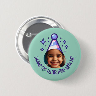 Badge Rond 5 Cm Photo personnalisée Anniversaire Merci Casquettes 