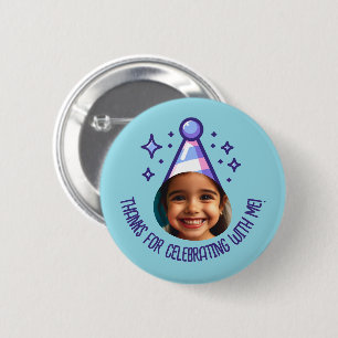 Badge Rond 5 Cm Photo personnalisée Anniversaire Merci Casquettes