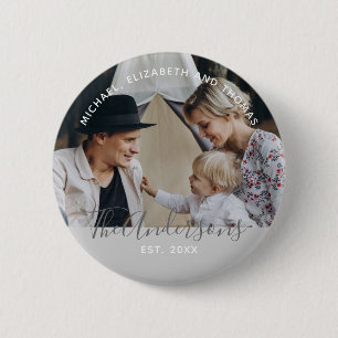 Badge Rond 5 Cm Photo personnalisée avec nom de famille et année d
