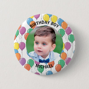 Badge Rond 5 Cm Photo personnalisée de garçon d'anniversaire