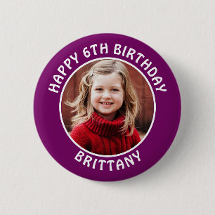 Badge Rond 5 Cm Photo personnalisée, nom et âge anniversaire