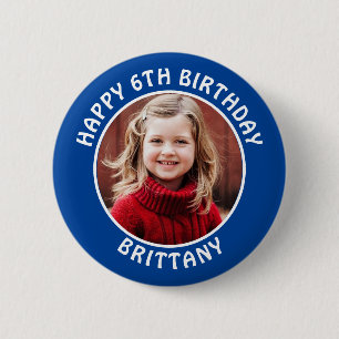 Badge Rond 5 Cm Photo personnalisée, nom et âge anniversaire