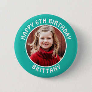 Badge Rond 5 Cm Photo personnalisée, nom et âge anniversaire