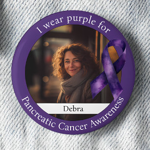 Badge Rond 5 Cm Photo Porter du Violet pour la sensibilisation au