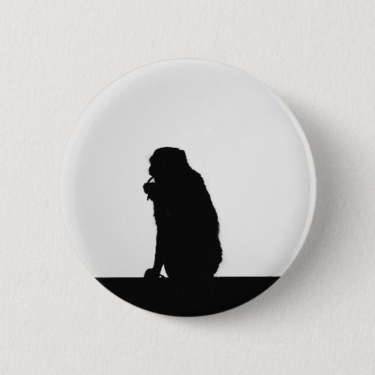 Badge Rond 5 Cm Photo silhouette du singe flottant (Devant)
