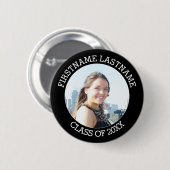 Badge Rond 5 Cm Photo simple avec nom et classe d'année (Devant & derrière)