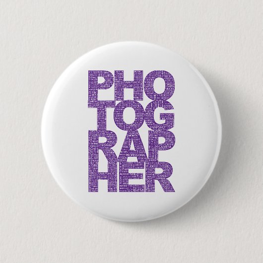 Badge Rond 5 Cm Photographe - texte pourpre (Devant)