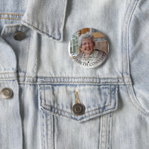 Badge Rond 5 Cm Photographie Mémorial Funéraire Dans Nos Cœurs Pou