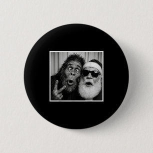 Badge Rond 5 Cm Photomaton drôle de Bigfoot avec Santa Noël Xmas