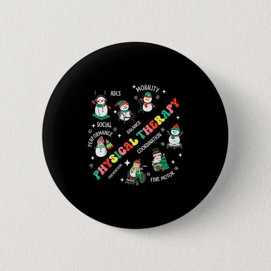 Badge Rond 5 Cm Physical Therapy Christmas Snowman Pt Physical The (Devant)