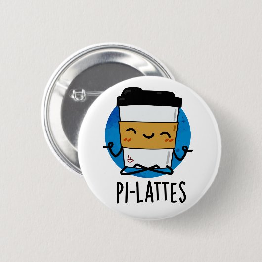 Badge Rond 5 Cm Pi-lattes Funny Latte Pilates Pun (Devant & derrière)