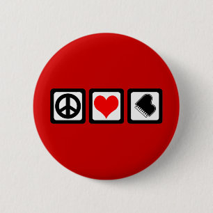 Badge Rond 5 Cm Piano d'amour de paix