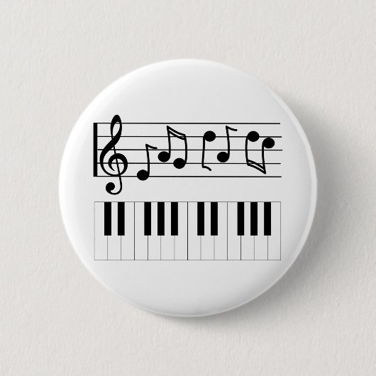 Badge Rond 5 Cm Piano Keys and Musical Notes (Devant)