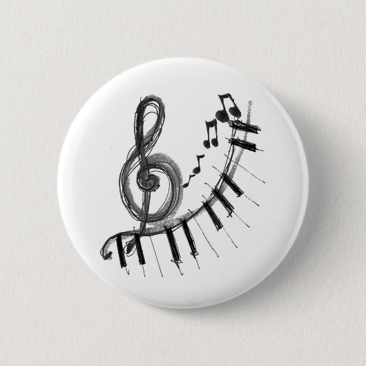 Badge Rond 5 Cm Piano musical (Devant)