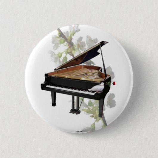 Badge Rond 5 Cm Piano -Musique romantique- Bouton (Devant)