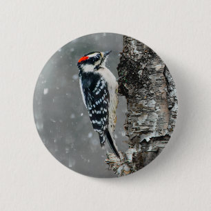 Badge Rond 5 Cm Pic Downy en neige - Photo originale