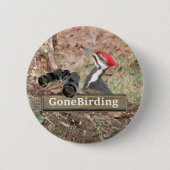 Badge Rond 5 Cm Pic pilé Aimant d'oiseaux (Devant)