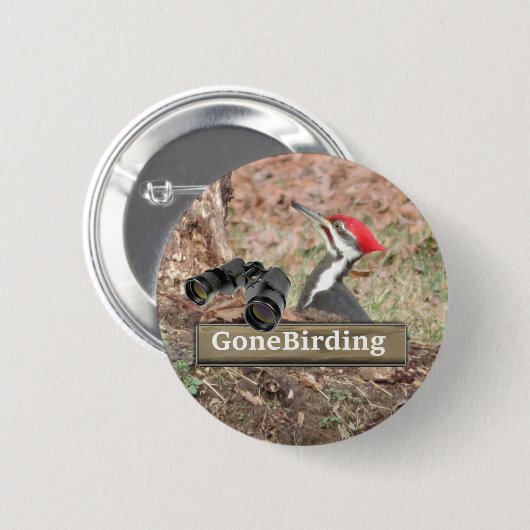 Badge Rond 5 Cm Pic pilé Aimant d'oiseaux (Devant & derrière)