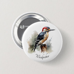 Badge Rond 5 Cm Pichette de bois colorée à l'aquarelle, personnali