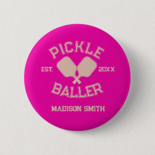 Badge Rond 5 Cm Pickle Baller Pickleball Collegiate Typographie