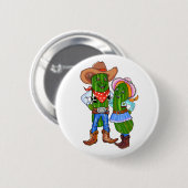 Badge Rond 5 Cm Pickle Cowboy, Gherkin Cowgirl, Dill Cucumber West (Devant & derrière)